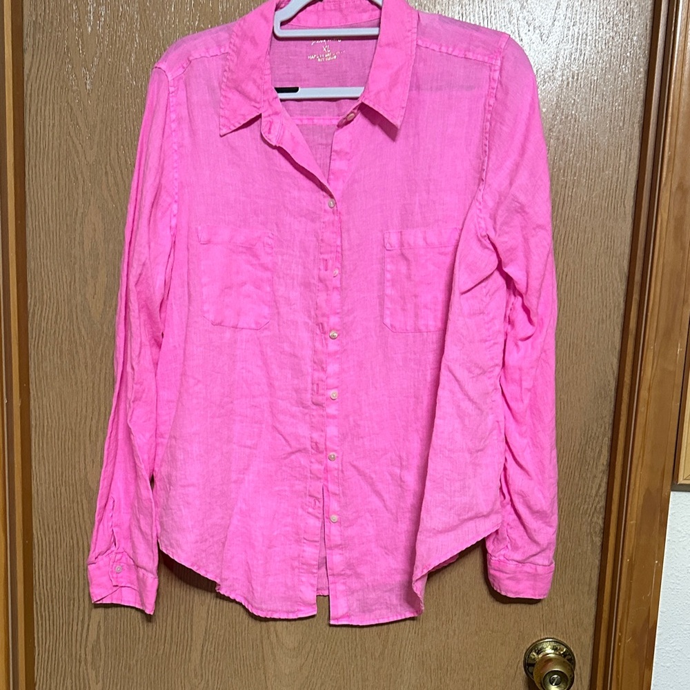 Lilly Pulitzer seaview linen long sleeved shirt xl